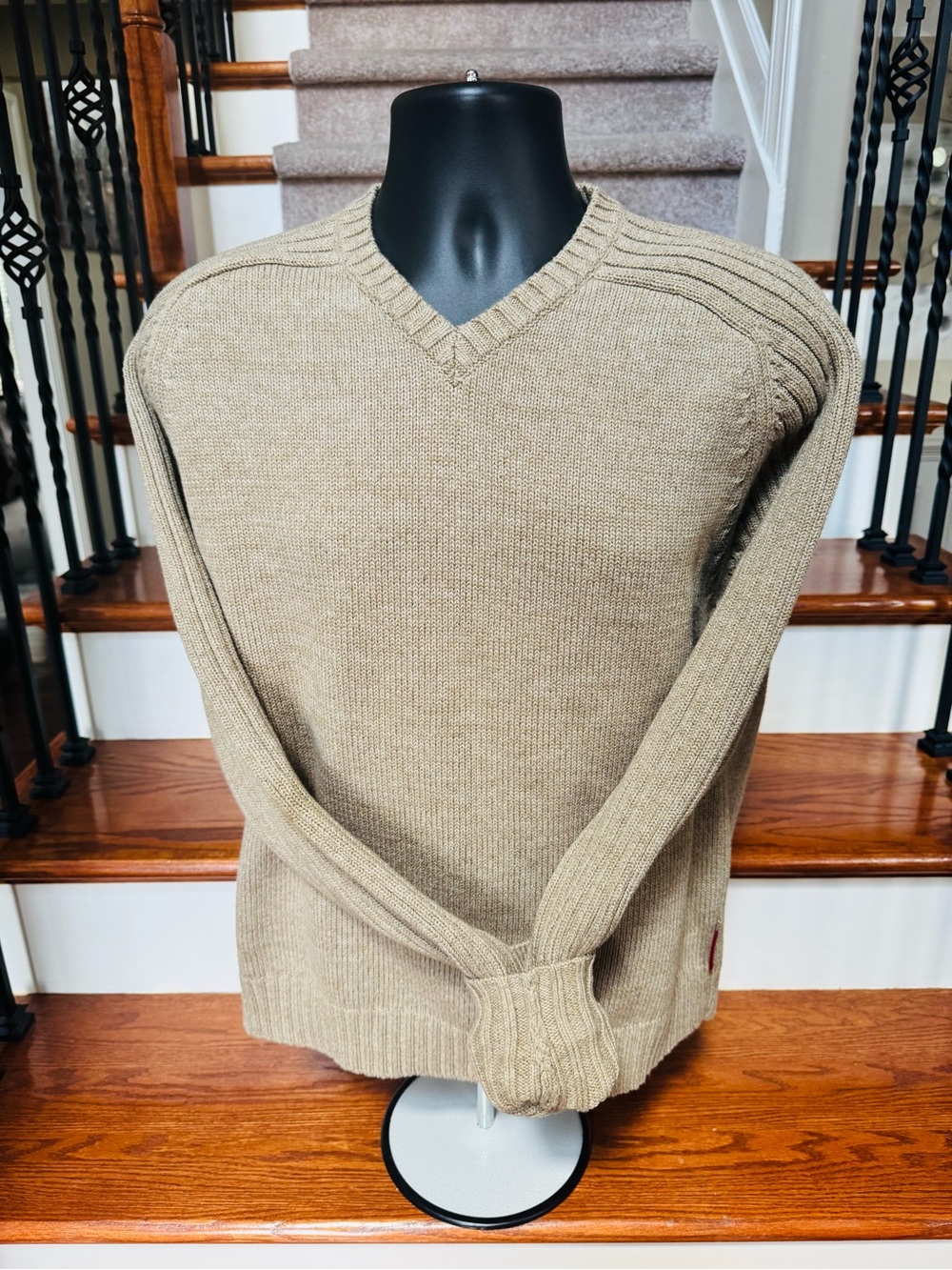 Abercrombie & Fitch Men's V-Neck Sweater in Tan